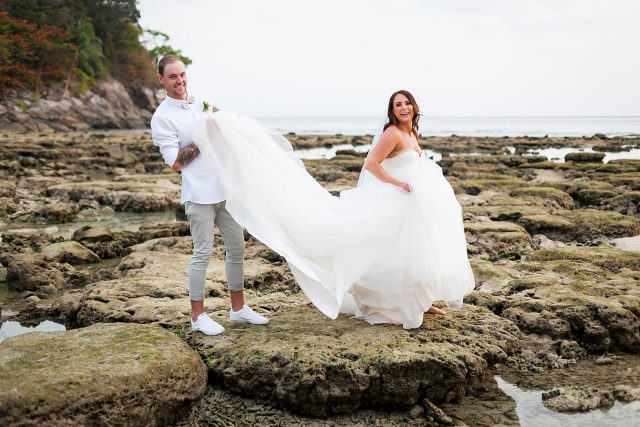 fun bride and groom